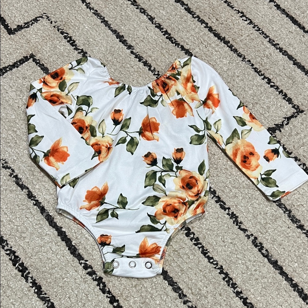 Baileys Blossoms Floral Long Sleeve Baby Onesie